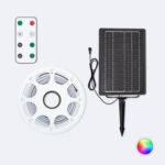 Ruban LED solaire sur rouleau, panneau solaire à piquet et télécommande
