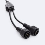 Câble répartiteur étanche noir avec deux connecteurs circulaires 3 broches pour ruban LED