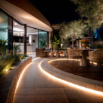 Ruban LED néon blanc chaud encastré en bordure courbe pour éclairage extérieur