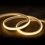 Ruban LED néon blanc chaud, profil semi‑circulaire flexible à diffuseur opalin