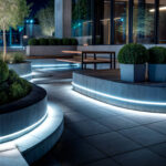 Ruban LED néon blanc froid encastré en bordure circulaire pour éclairage extérieur