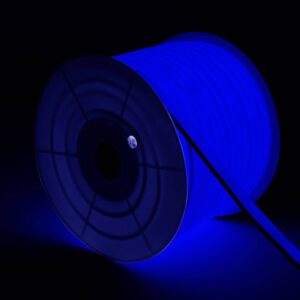 Ruban LED Néon Dimmable 220V BOBINE 50m Bleu Semi-Circulaire 180 7.5W/m Coupe 100cm IP67