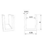 Profil en U pour ruban LED avec section technique et cotes de largeur et hauteur