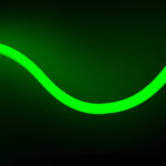 Ruban LED néon vert flexible en courbe, profil circulaire lumineux