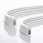 Ruban néon LED flexible blanc semi-circulaire, profil arrondi, extrémités avec contacts visibles