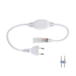 Câble d'alimentation blanc avec interrupteur intégré, prise Euro 2 broches et connecteur pour ruban LED