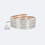 Ruban LED RGB étanche enroulé, bande SMD visible gainée silicone, connecteur blanc