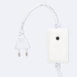 Boîtier contrôleur blanc pour ruban LED avec prise européenne et bouton poussoir