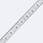 Ruban LED flexible en gaine silicone, modules SMD carrés RGB visibles