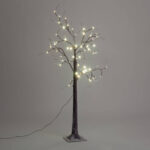 Sapin de Noël lumineux sur socle, branches fines avec LED blanc chaud et câble d'alimentation