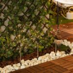 Piquets LED extérieurs en acier inoxydable, têtes fibre optique style pissenlit, lumière blanche chaude