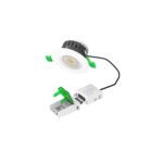 Spot encastrable LED rond blanc avec driver externe et clips de fixation verts