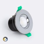 Spot Downlight Ignifuge LED 5-8W Rond Dimmable IP65 Coupe Ø 65 mm Solid Design Ajustable Sélectionnable (chaud-neutre) Argent