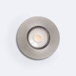 Spot encastrable LED rond argenté finition brossée, module central apparent