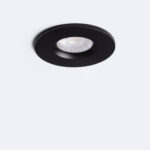 Spot encastrable rond noir LED avec réflecteur central, finition mate