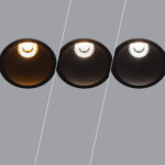 Spot encastré rond noir à LED, trois températures de couleur visibles