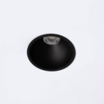 Spot encastrable LED rond blanc avec baffle intérieur noir, coupe profonde pour plafond