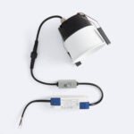 Downlight encastrable LED blanc à coupe Ø75 mm, corps noir, alimentation externe et câble de connexion visible