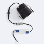 Spot encastrable LED noir profond avec clips de fixation, driver et câbles