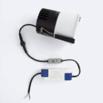 Downlight encastrable LED blanc à boîtier noir, avec driver et câble d'alimentation
