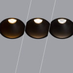 Spot encastrable LED noir rond, coupe profonde Ø 90 mm, source LED apparente, lumière blanche