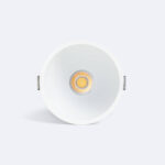 Spot encastrable rond blanc, logement profond avec LED centrale visible et ressorts de fixation