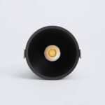 Spot encastrable noir à réflecteur profond LED COB central, finition mate, forme ronde