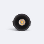 Spot encastrable LED noir à intérieur profond, lentille centrale visible, forme ronde