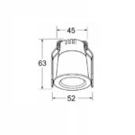Spot encastrable cylindrique Mini Deep, dimensions Ø45/Ø52 mm hauteur 63 mm, fixation à ressorts