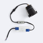 Spot encastrable LED noir cylindrique avec transformateur et câbles de connexion