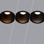 Spot encastrable rond noir mini deep montrant trois températures de couleur