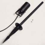 Spot extérieur GU10 noir sur piquet, tête orientable avec câble et vis de fixation