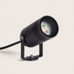 Spot extérieur cylindrique noir en aluminium sur support orientable avec culot GU10