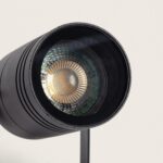 Spot extérieur cylindrique aluminium noir orientable avec ampoule GU10 sur piquet