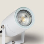 Spot extérieur cylindrique blanc avec culot GU10 apparent et support orientable