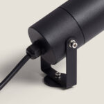 Spot extérieur GU10 noir mat en métal, corps cylindrique sur piquet de fixation avec câble