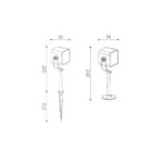Spot extérieur carré orientable sur piquet métallique ou socle plat