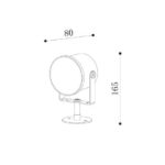 Spot extérieur rond sur piquet, support articulé, Ø80 mm, hauteur 165 mm