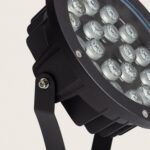 Spot extérieur LED noir à plusieurs lentilles, boîtier métal avec support orientable