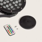 Spot extérieur LED rond noir à LEDs multiples, télécommande incluse et platine de fixation