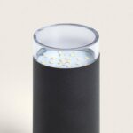 Spot extérieur LED cylindrique noir avec diffuseur transparent et puces LED visibles