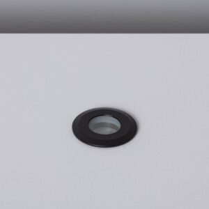 Spot encastrable au sol noir rond lentille en verre
