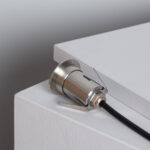 Spot encastrable au sol cylindrique acier inoxydable argenté avec câble