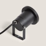 Spot extérieur noir métal mat, cylindre orientable sur support, compatible ampoule GU10