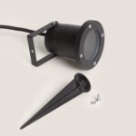 Spot extérieur noir ajustable avec piquet de fixation et vis pour ampoule GU10