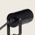 Spot extérieur LED noir cylindrique avec support orientable et câble pour ampoule GU10