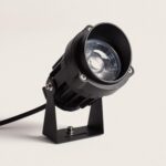 Spot LED extérieur noir sur support réglable avec lentille convexe et boîtier aluminium