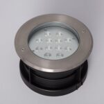 Spot encastrable au sol rond inox brossé 12 LEDs
