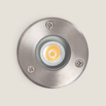 Spot encastrable LED rond inox avec verre et vis apparentes pour sol