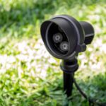 Spot LED extérieur noir à tête cylindrique, triple LED, orientable sur piquet